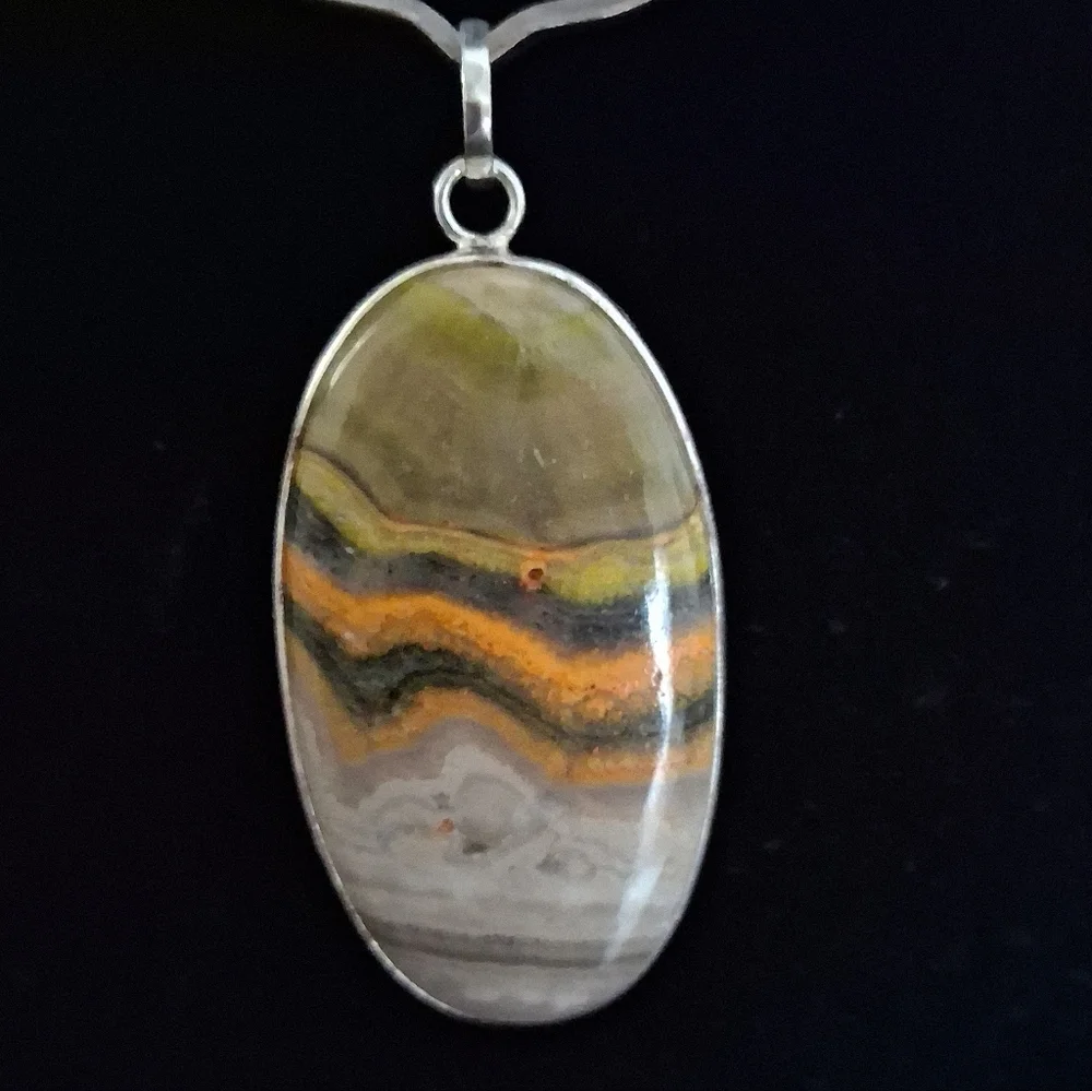 BUMBLE BEE JASPER STATEMENT PENDANT 925 STERLING SILVER